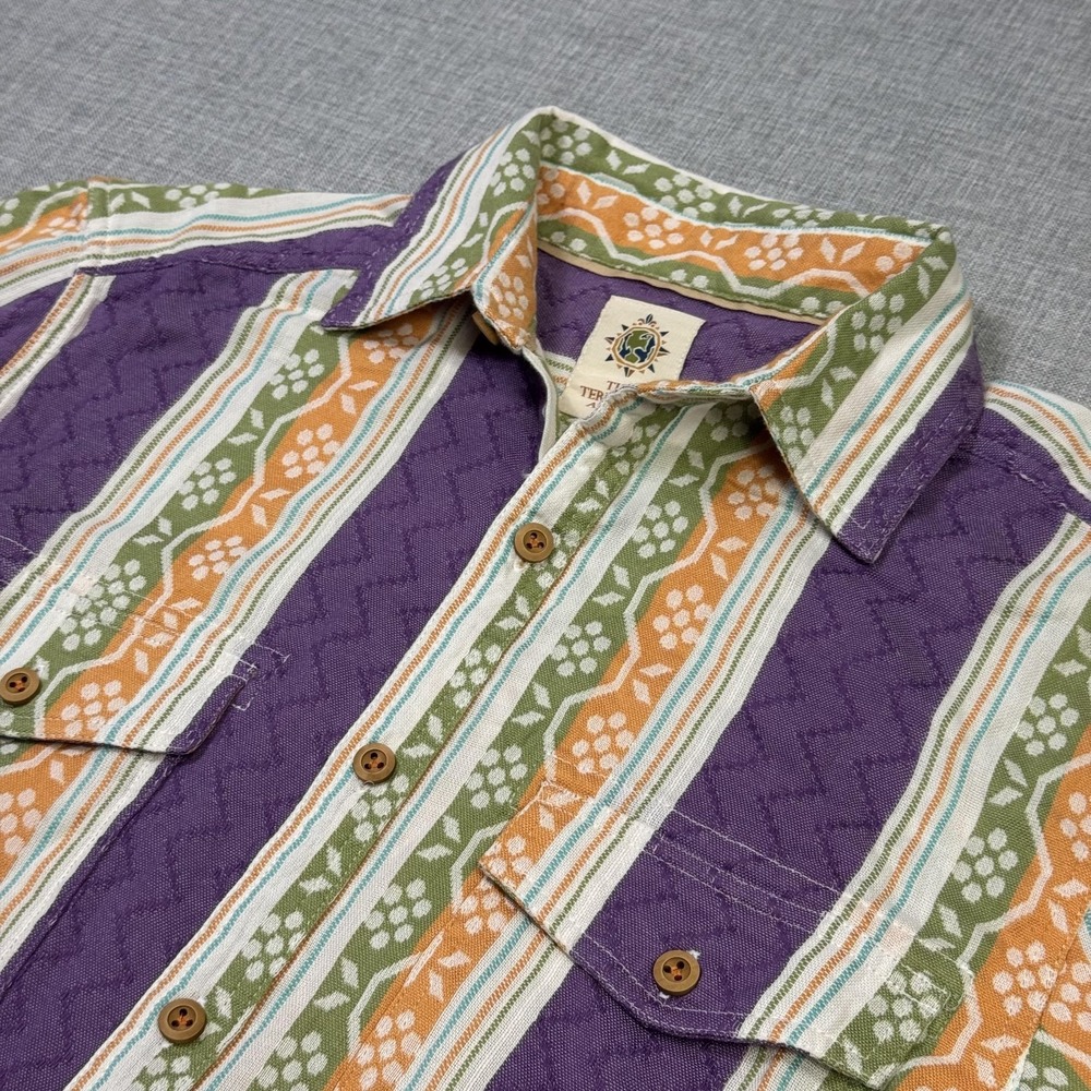 The Territory Ahead Striped Button-Up Shirt Men S Multicolor Short Sleeve Cotton